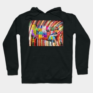 License Plate Map of USA Lights Hoodie